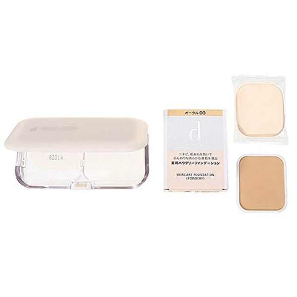[Set] Shiseido d program d program Medicated Skin Care Foundation (Powdery) SPF 17/PA+++ 10.5g [Refill] (with sponge) + Case Ochre 30