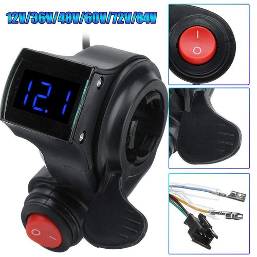 E-Bicycle Thumb Throttle Speed Control, Thumb Throttle Power Switch with LED Display for Electric Scooter, Pocket Bike