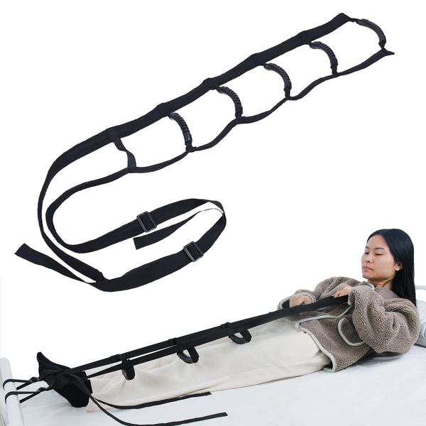 KkaFFe Bed Ladder Assist, Pull Up & Sit Up Assist Device with 6 Handle Grips,Adjustable Rope Bed Ladder strap,Bed Rope Ladder Helper for Elderly Adults,Seniors,Pregnant, Handicap, Injury