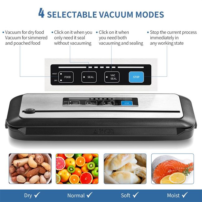 INKBIRD Vacuum Sealer INK-VS01 and Bluetooth Meat Thermometer IBT-4XS Bundle