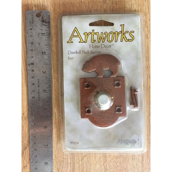New ARTWORKS by Angelo Doorbell Push button door bell BEAR Rust 76379