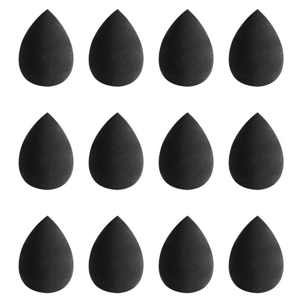 Makeup Sponges 12 Pcs Washable Non Latex Foundation Sponge Beauty Blender Sponge Set Use Dry and Wet Both Beauty Cosmetic for Liquid Powder Cream Concealer Black Beige (Black)