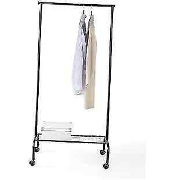 Durable Compact Rolling Garment Rack with Shelf () BLK GR-1TC