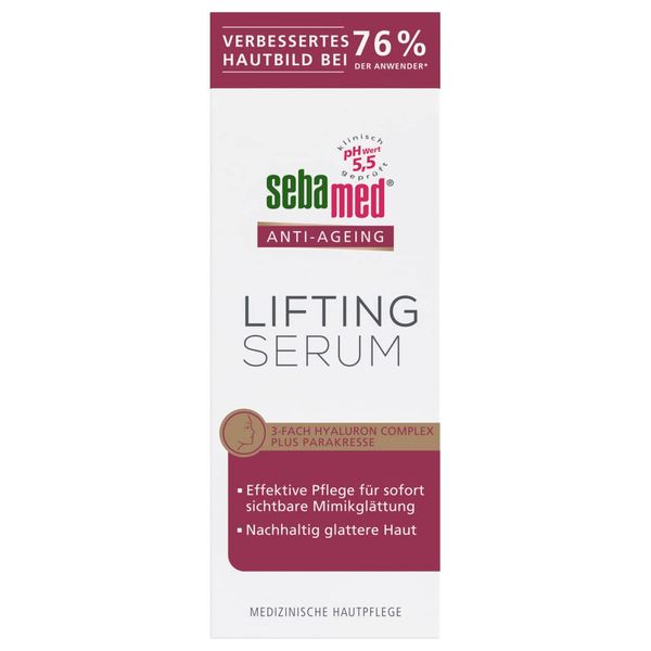 Sebamed Anti-Aging Lifting Serum 30 ml, Gesichtspflege und Feuchtigkeitspflege für sichtbar glättere Haut, Wirkformel mit 3-fach Hyaluron Complex, verbessertes Hautbild bei 76% der Anwender