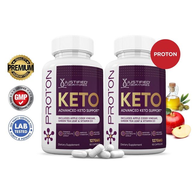 Proton Keto ACV Pills 1275 MG Stronger Than Gummies Keto Support 2 Bottles