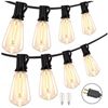 50FT LED Outdoor String Lights w/Edison Shatterproof Bulbs & Weatherproof Strand