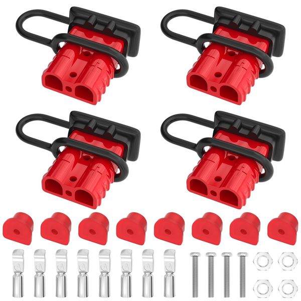 RVBOATPAT 4PCS 50Amp Battery Quick Connect/Disconnect Connector, 6 to 12 Gauge Battery Cable Connector, Wire Harness Plug Kit 12 to 36V for Car Winch Trailer