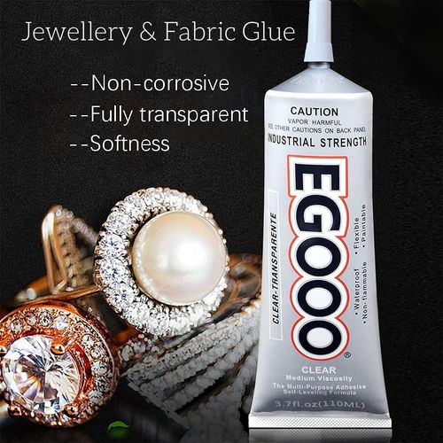 Super Glue for Clothes Garment Fabric & Metal, Clear Adhesive for DIY Costume with Jewelry Diamonds, Transparent Soft Sealant for Ceramic Leather Wood Crafts 1.7 Fl Oz, 75g