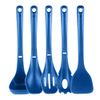 NutriChef Cooking Utensils Set w/Spatula, Fork, 2x Spoon, Tool Seat (Blue)