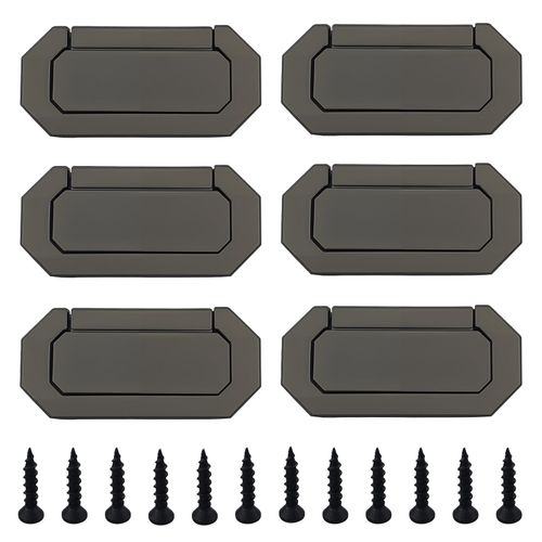 Tyqzor 6 Pack Recessed Drawer Pulls, Trap Door Pull, Recessed Pull Handle, Flush Door Pull, Hidden Furniture Handle for Drawers, Cabinets, Closets