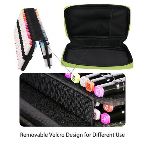 BOMKEE 60 Slots Marker Organizer Case, Large Marker Case for 60 Markers Big Capacity Marker Storage Bag Pen Case Pencil Pouch with Carrying Handle