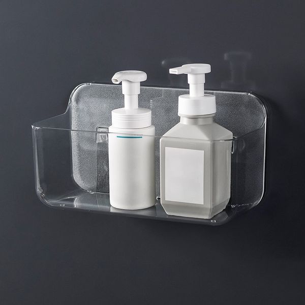 Ettori Shower Caddy/ Storage,Wall Mounted No Drilling Adhesive Storage for Bathroom,Kitchen,Clear Plastic