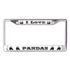 I Love Pandas Chrome License Plate Frame