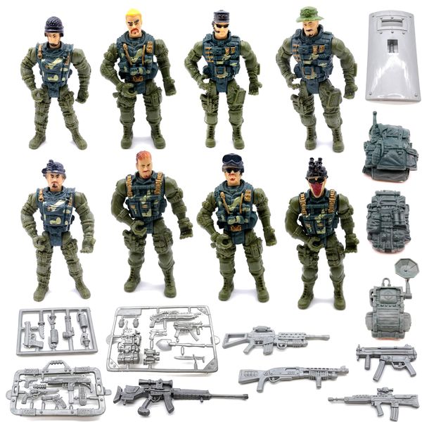 Guaishou Action Figures Army Men Soldiers Toys 8 Pack Military Toy Playset Realistic Accessories