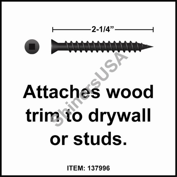 (3000) Black Drywall Sharp Point Screw 6 x 2-1/4  Square Drive Trim Head #137996