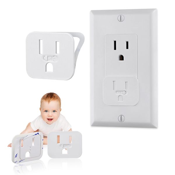 SisBroo Safety Outlet Covers Baby Proofing, 20 Pack 2023 Upgraded Ultra-Thin Adhesive Baby Safety Outlet Plug Covers for Electrical Outlets, Wall Socket Covers Outlet Plugs Protectors (White, 3 Prong)