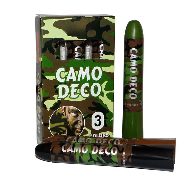 3Pcs Camo Face Paint, Eye Face Body Camo Paint Stick,Camouflage Hunting Paint Oil，Face Mask Stick for Sports Hunting Cosplay Costume Party Makeup(Brown, Black, Green)
