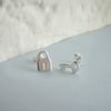 Sterling Silver Key Padlock Stud Earrings