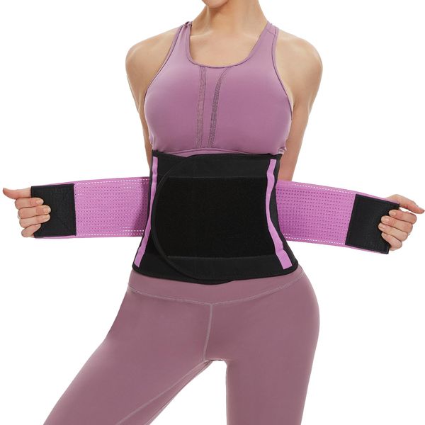 SIHOHAN Bauchweggürtel, Schwitzgürtel Fitness Gürtel, Verstellbarer Taille Trimmer Gürtel Fitnessgürtel, Waisttrainer Taillenformer, Bauchgürtel für Herren und Damen（Violett, L）