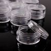 JOVANA 200 pcs New Empty Clear Plastic Cosmetic Containers 3 Gram Size Pot Jars Eye Shadow Container Lot Size:Diameter: 31 mm/1.2 inch Height: 16.5 mm/0.6 inch.