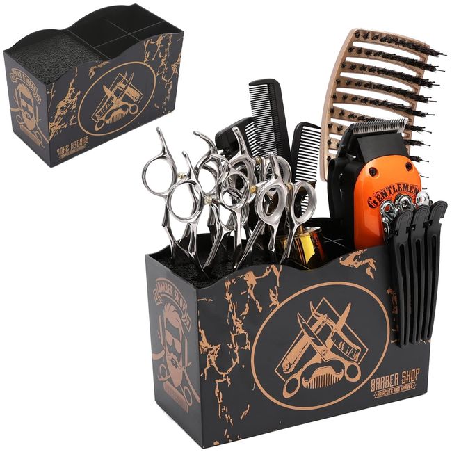 Friseurscherenhalter Box, Scissor Storage Holder, Scheren Aufbewahrungsbox, Professional Salon Schere Rack, für Haarstylingkämme Clips Bürsten, Salon Friseurscherenhalter Organizer(Schwarz)