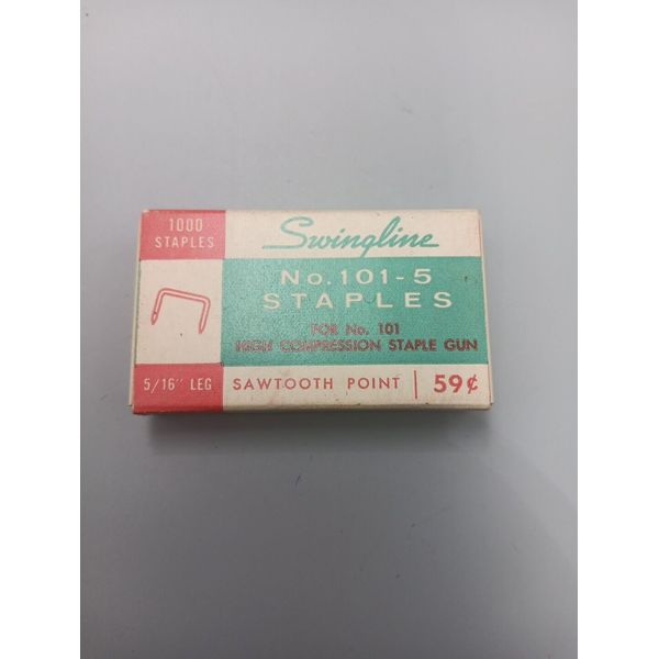 Vintage Swing line High Compression Staple Gun Staples, Full Box, 5/16”, 101-5