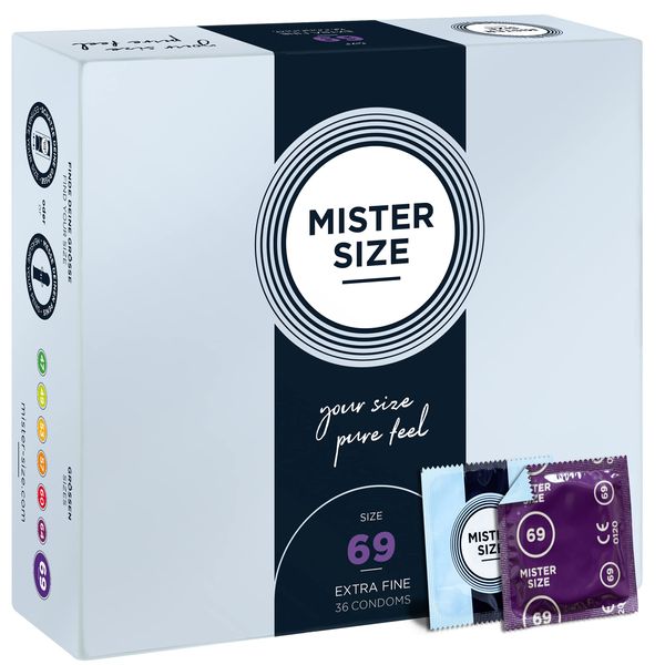 MISTER SIZE 69mm Ultra-Sensitive Condoms for Men - Extra Thin, Extra fine, Extra lube/Made from 100% Natural Rubber Latex in Your Size XXL/Real Feel Pack of 36