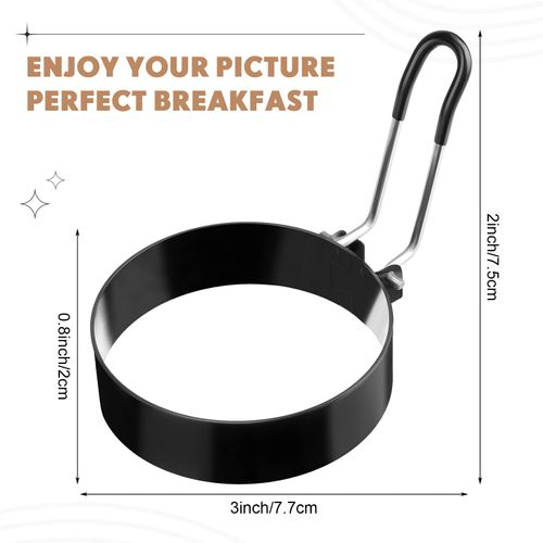 Yaomiao 12 Pcs Egg Rings for Frying Eggs Nonstick Pancake Mold Stainless Steel Egg Mold Portable Round Shaper with Handle for Cooking Griddle Camping Breakfast(3 Inch)