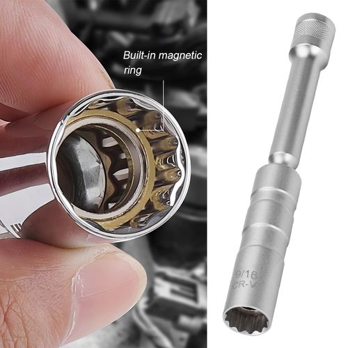 Zpana 9/16" Car Spark Plug Socket, Magnetic Thin Wall 360° Swivel Auto Sparking Wrench Socket Joint 3/8" Drive 12 Point, Vehicle Removal Tool Accessories, Universal for SUV Sedan Truck