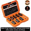 9-Piece Bolt Nut Extractor Set Nut Remover Socket Tool Wheel Lock Removal Kit