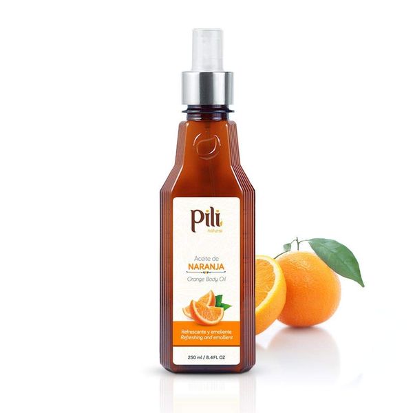 Pili Natural Orange Oil - Skin Tonic and Moisturizing Body Oil - Massage Oil. Prevents Cellulite, Stretch Marks, Firms & Tightens Skin. 8.4 fl oz.