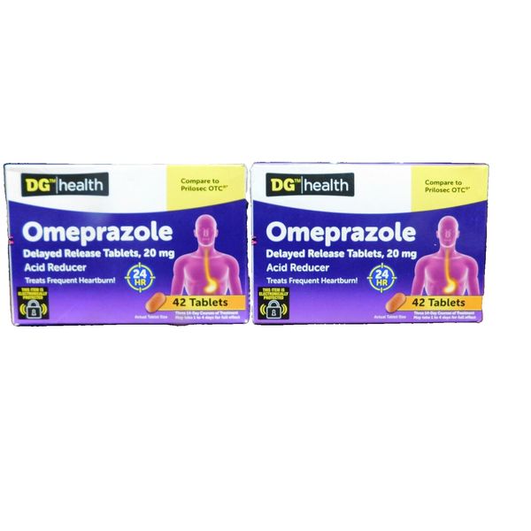 DG health Omeprazole Delayed Release Tablets Acid reducer-20mg (2) 42 Ct-05/2026