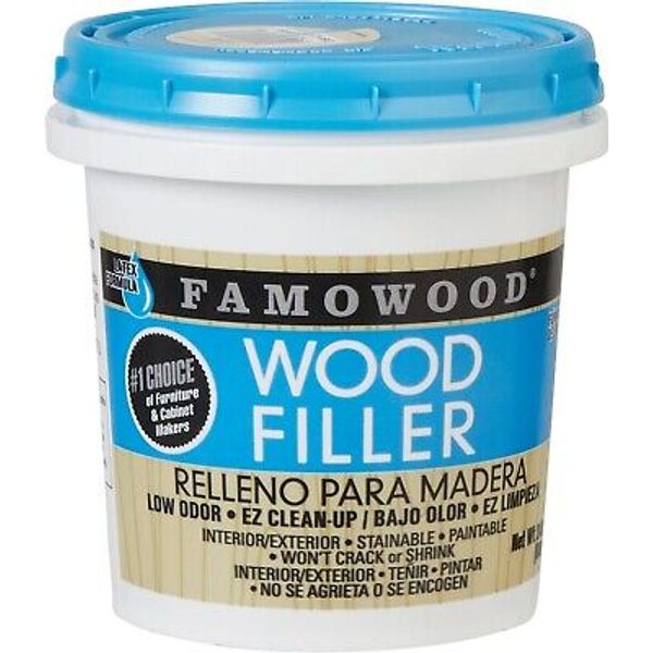 FamoWood Latex Wood Filler Color Golden Oak, 1 Pint