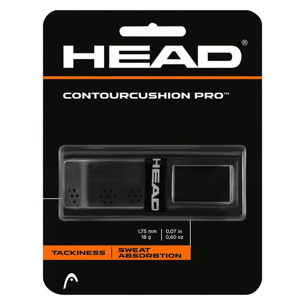 HEAD Contour Cushion Pro Tennis Racket Replacement Grip - Tacky Racquet Handle Grip Tape - Black