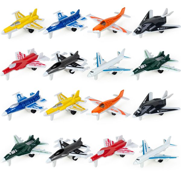 16 Pcs Metal Airplane Toy for Kids,Die Cast Airplanes Toys for Kids Aages 4-8,Mini Planes Model/Glider Planes/Airlines Plane Toys for Kids Birthday Gift Cake Toppers Party Favors Stocking Stuffers