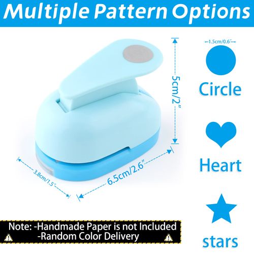 Svalor 3 PCS Craft Punch, Creative Paper Punch, Heart Star Circle Punch, DIY Handmade Punch Cutter for Crafting Scrapbooking and Cards(Random Colors)