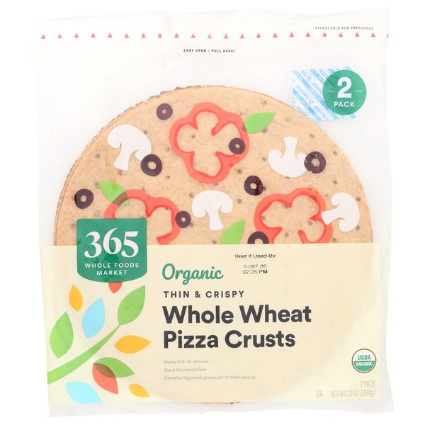 365 by Whole Foods Market, Pizza Crust Whole Wheat Thin And Crispy Organic, 10 Ounce