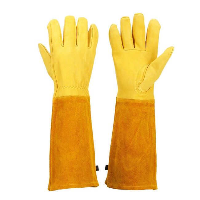 Long Garden Gardening Gloves, Cowhide Wear-resistant Beekeeping