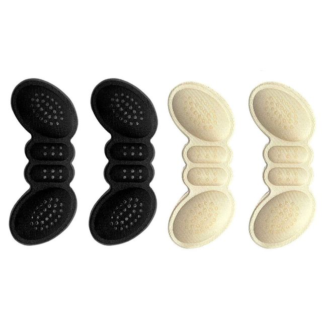 BOBOZHONG 4PCS Heel sticker,2 Pair Beige Heel Cushions for Shoes Black Heel Sticker Shoes Too Big Set Thin Gel Heel Pads for Women and Men