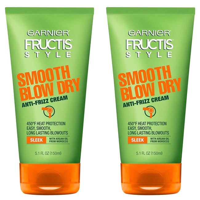 Pack of (2) New Garnier Fructis Style Smooth Blow Dry Anti-Frizz Cream, 5.1 oz