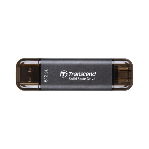 Transcend TS512GESD310C Portable SSD, 512 GB, High Speed, Up to 1050 MB/s, Ultra Small, Lightweight, 0.4 oz (11 g), Supports both Type-A and Type-C PS4/PS5, Operating Verified, USB 10Gbps