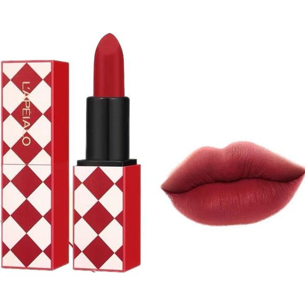 LAPEIALO MATTE LIPSTICK Matte Lipstick, Vibrant Colors, Beautiful Coloring with One Coat 03# Brown Red Berry