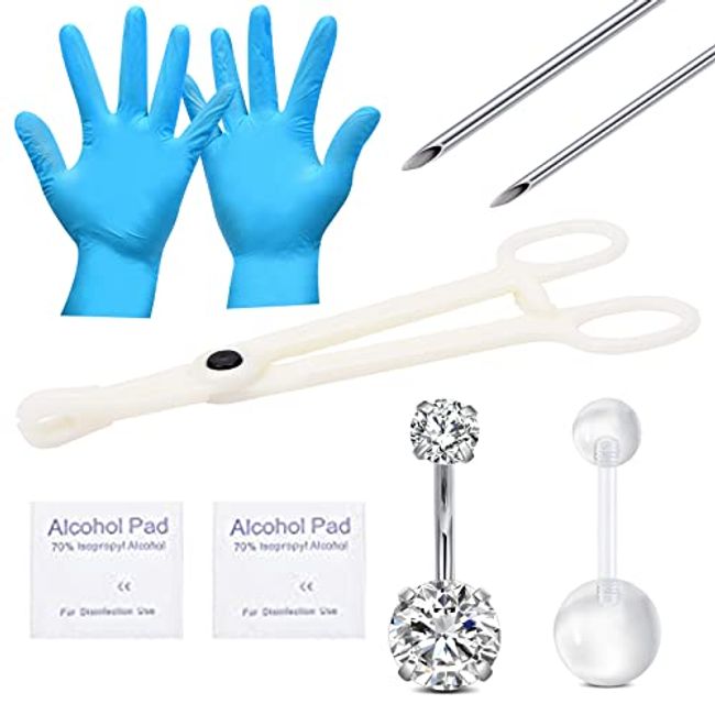 QWALIT Belly Button Piercing Kit Belly Piercing Kit Navel Piercing Kit Stainless Steel