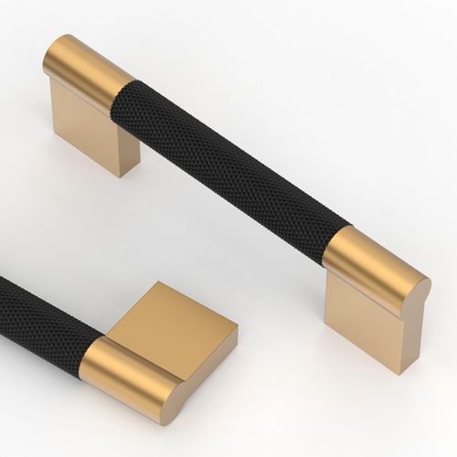 Asidrama 10 Pack 3.75 Inch(96mm) Matte Black and Champagne Bronze Knurled Kitchen Cabinet Handles, Cabinet Pulls Kitchen Cabinet Hardware for Cupboard Drawer Pulls