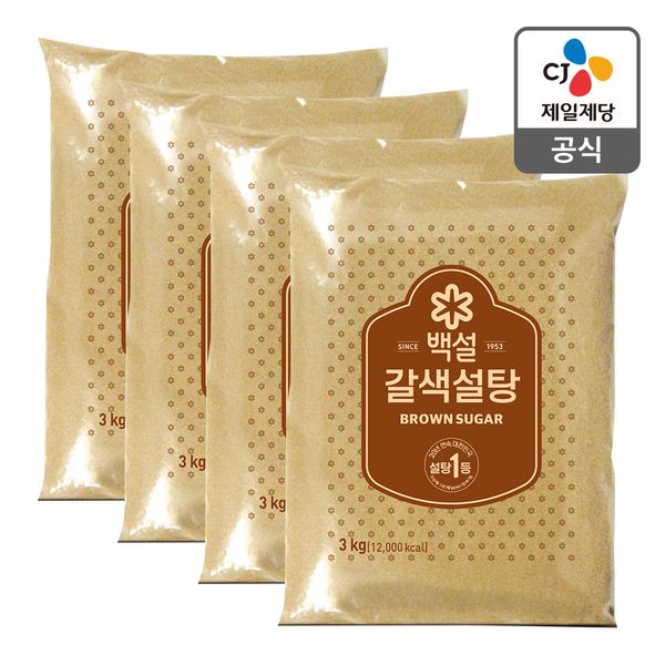 Snow White Brown Sugar 3kgX4 (Total 12kg), Sugar