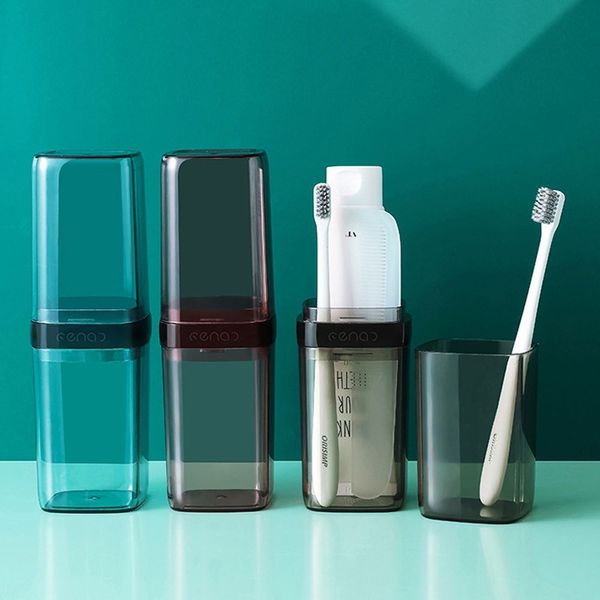 Transparent black portable toothbrush case toothpaste container toothpaste organizer toothbrush container 7584EA