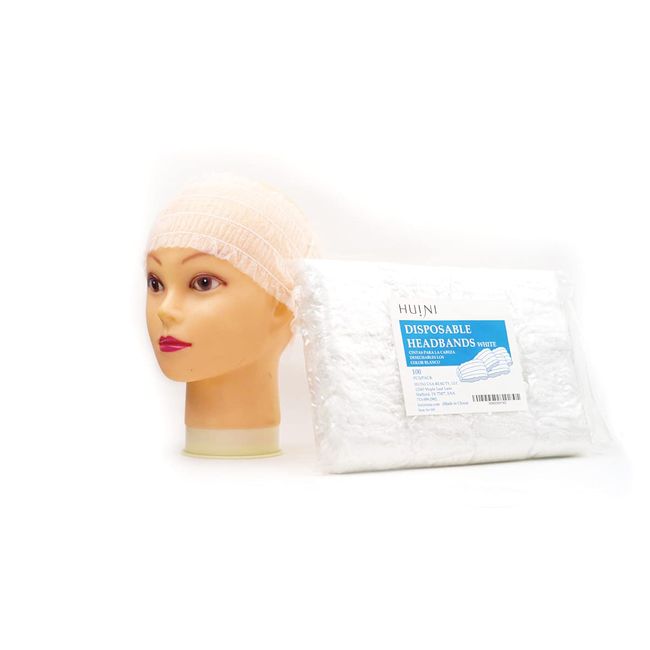 HUINI 200 Pcs Disposable Spa Non-woven Headbands, 200 Count CD-104