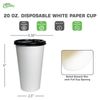 20oz White Coffee Cups and Black Flat Lids Hot Cold Drinks Disposable 400pcs