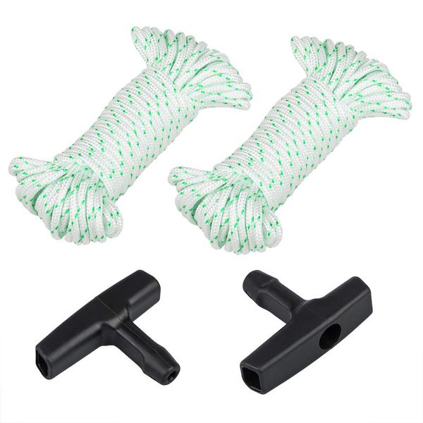 2 Pcs Recoil Starter Rope 10-Meter(Diameter:3.0mm),Sonku Pull Cord with 2 Pack Recoil Starter Handle for Husqvarna Stihl Poulan Lawn Mower Chainsaw/String Trimmer Edger Brush Cutter Engine Parts-Green