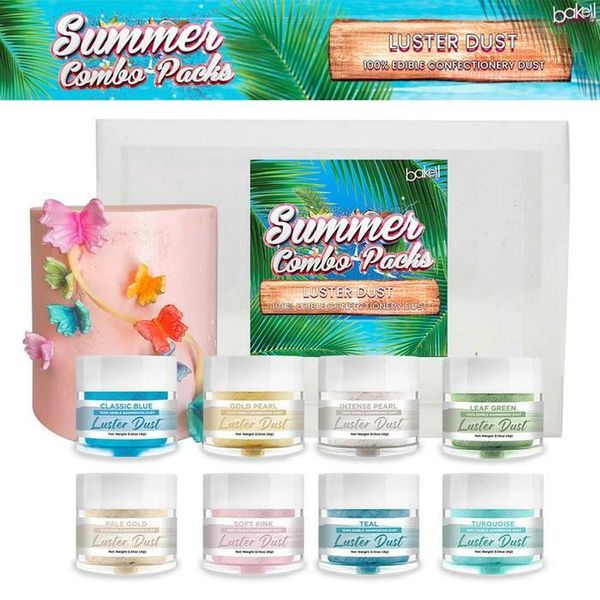 Summer Luster Dust Collection A (8 PC SET) Shimmer Edible Paint & Baking Powder
